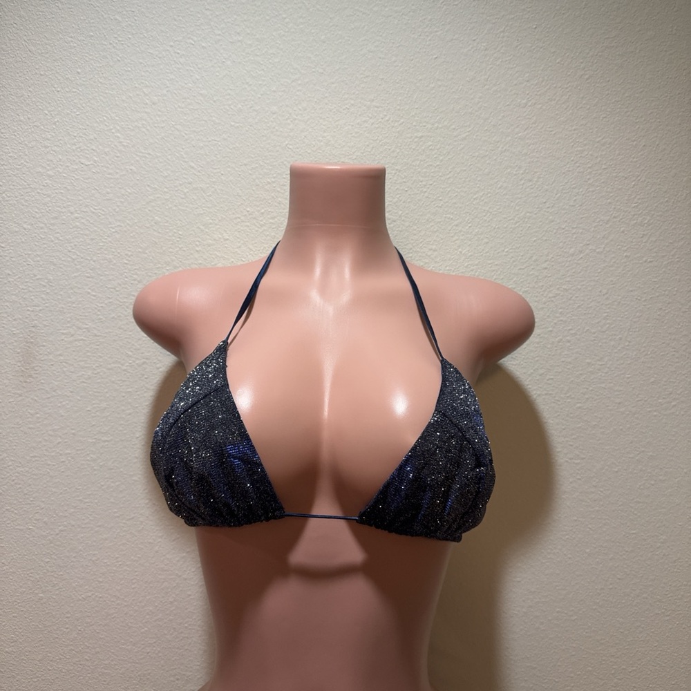 Sparkling Blue Halter Bikini Top